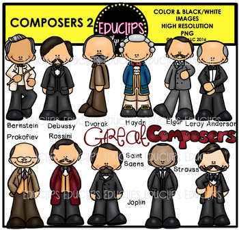 Preview of Composers 2 Clip Art Bundle {Edculips Clipart}