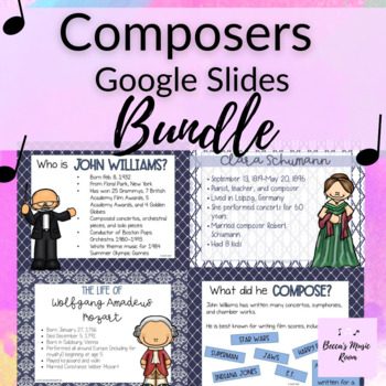 Preview of Composers Digital Music Lessons on Google Slides GROWING BUNDLE