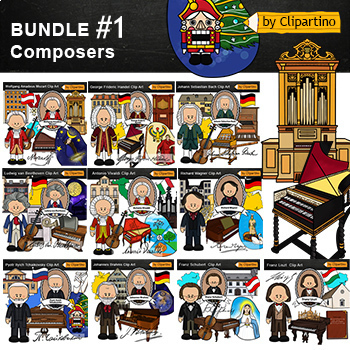 Preview of Composers clip art Bundle/ Famous composers/ Music class clip art commercial use