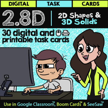 Preview of Composing 2D & 3D Shapes for Google Slides™ Forms™ & Boom Cards™ | Math TEK 2.8D