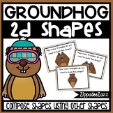 Composing 2D Shapes Task Cards Groundhog Theme