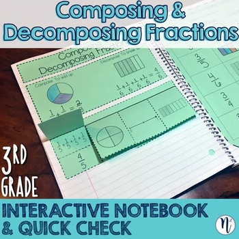 Preview of Composing & Decomposing Fractions Interactive Notebook & Quick Check TEKS 3.3D