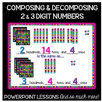 Preview of Composing & Decomposing BIG Numbers PowerPoint Teaching Kit - Distance Learning