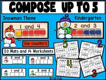 composing numbers to 5 with snowman mats by bb kidz tpt