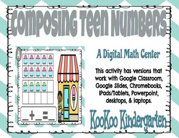 Preview of Composing Teen Numbers (Ice Cream)-Google Classroom & Distance Learning