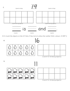 Composing and Decomposing Numbers 11-19 My Math Pretest by Kinder