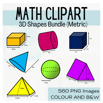 Preview of Composite 3D Shapes Clipart Bundle (Metric) - 560 Colour & B&W PNG Images