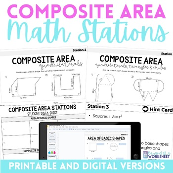 Preview of Area of Composite Figures Math Stations | Complex Area Activity