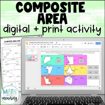 Preview of Area of Composite Figures Digital and Print Activity for Google Drive - 3 Levels