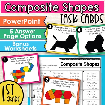 Preview of Composite Shape Task Cards for First Grade | Pattern Block Task Cards