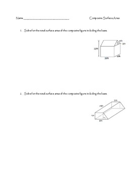 Preview of Composite Surface Area Worksheet Medium Difficulty
