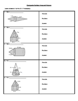 Composite Surface Area and Volume-Cones, Prisms, Cylinders, Spheres