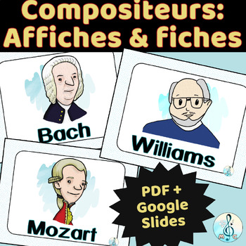 Preview of Compositeurs de musique célèbres: Affiches PDF & fiches Google Slide modifiables