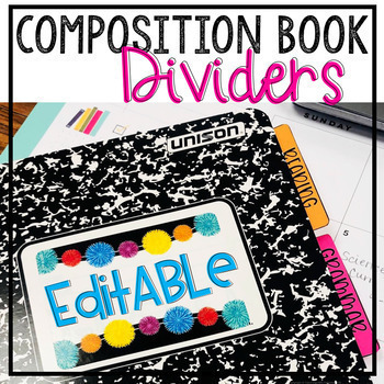 Preview of Composition Book Divider Tabs - Interactive Notebooks - EDITABLE in GOOGLE DRIVE
