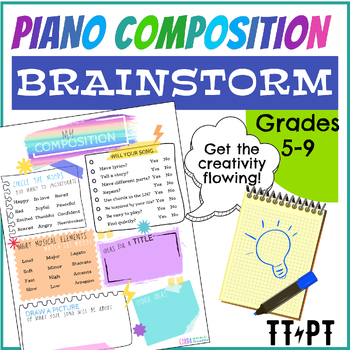 Preview of Composition Brainstorm Worksheet - Piano Lesson Student Activity FREE