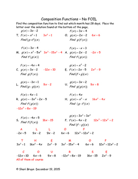 Composition Functions  No FOIL by Were Bruyn Math  TpT