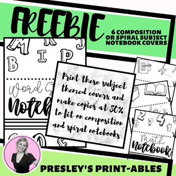 Preview of Composition Notebook Covers FREEBIE