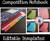 Composition Notebook Tab Templates- 5 Tabs Back to School