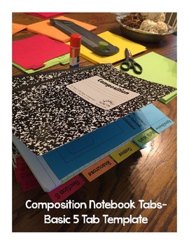 Preview of Composition Notebook Tabs Template- 5 Tabs