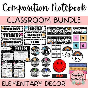 Preview of Composition Notebook Theme Classroom Decor BUNDLE