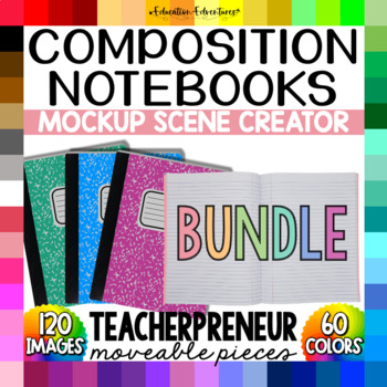 Preview of Composition Notebooks Open & Closed BUNDLE Scene Creator Elements for Mockups