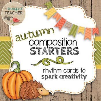 Preview of Composition Starter & Rhythm Practice Cards - Autumn/Fall Theme