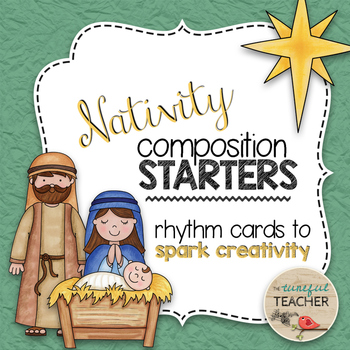 Preview of Composition Starter & Rhythm Practice Cards - Nativity Theme
