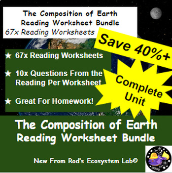 Preview of Composition of Earth Full Unit Reading Worksheet Bundle *Editable*