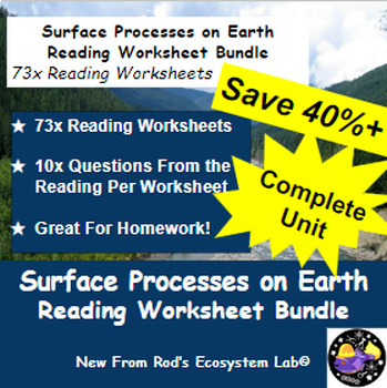 Preview of Surface Processes on Earth Full Unit Reading Worksheet Bundle *Editable*