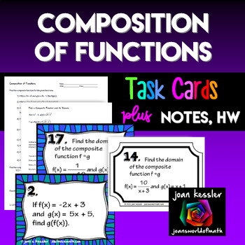 Preview of Composition of Functions Task Cards HW Notes