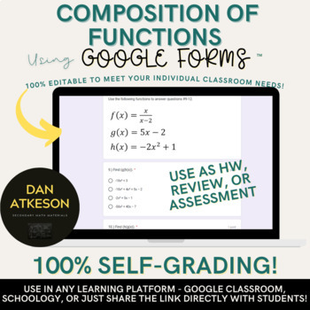 Preview of Composition of Functions Using Google™  Forms｜ 2 Similar Assessments