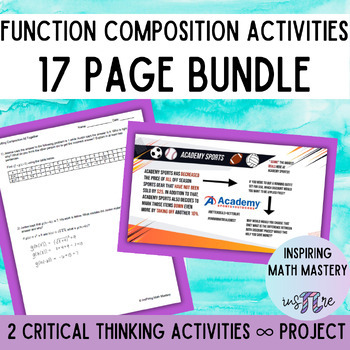 Preview of Compositions of Functions Word Problems BUNDLE - 2 Activities & Project (PBL)