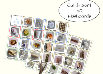 Preview of 40 Compost Flashcards - Sorting Browns, Greens and Recycling