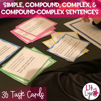 Preview of SIMPLE, COMPOUND, COMPLEX, & COMPOUND-COMPLEX SENTENCES TASK CARDS