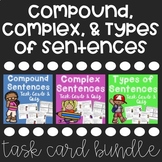 Compound, Complex, and Types of Sentences Task Card and Qu