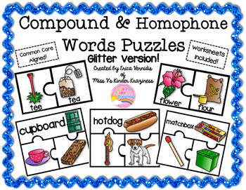 Preview of Compound & Homophone Word Puzzles (Glitter Version)