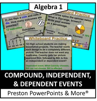 Preview of Compound, Independent, & Dependent Events in a PowerPoint Presentation