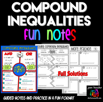 Preview of Compound Inequalities FUN Notes Doodle Pages and Practice