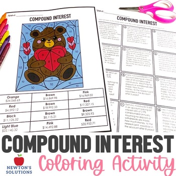 Preview of Compound Interest Color by Number Valentine's Day Activity