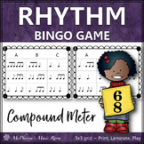 Compound Meter 6/8 Rhythm Bingo Game for Music 3x3 grid