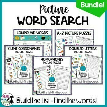 Preview of Picture Word Search Puzzle Bundle for Spelling and Vocabulary