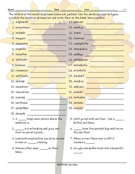 compound nouns jumbled words worksheet by english and spanish language ideas