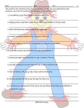 compound nouns scrambled sentences worksheet tpt