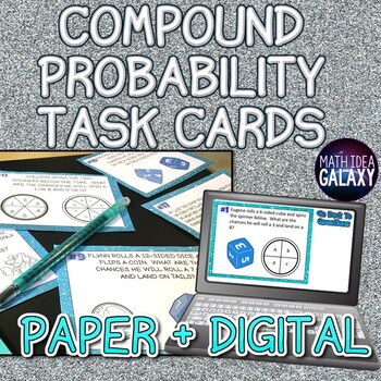 Preview of Compound Probability Task Cards- Printable & Digital Resource