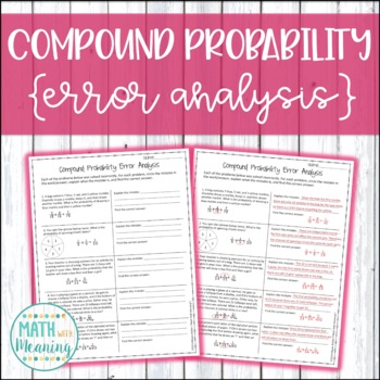 Preview of Compound Probability Error Analysis Worksheet Activity - CCSS 7.SP.C.8