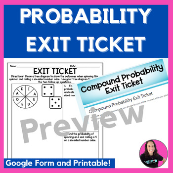 Preview of Compound Probability Exit Ticket - Digital and Printable