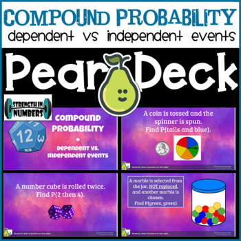 Preview of Compound Probability Independent/Dependent Events Google Slides/Pear Deck