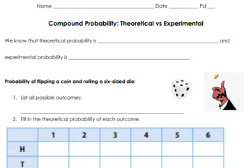 Preview of Compound Probability Notes: Experimental vs Theoretical (with key)