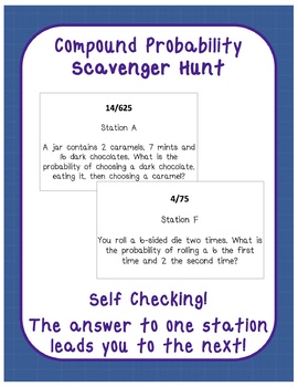 Preview of Compound Probability Practice Scavenger Hunt Activity FREEBIE