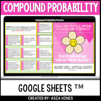 Preview of Compound Probability Independent & Dependent Worksheet Self-Checking Pixel Art